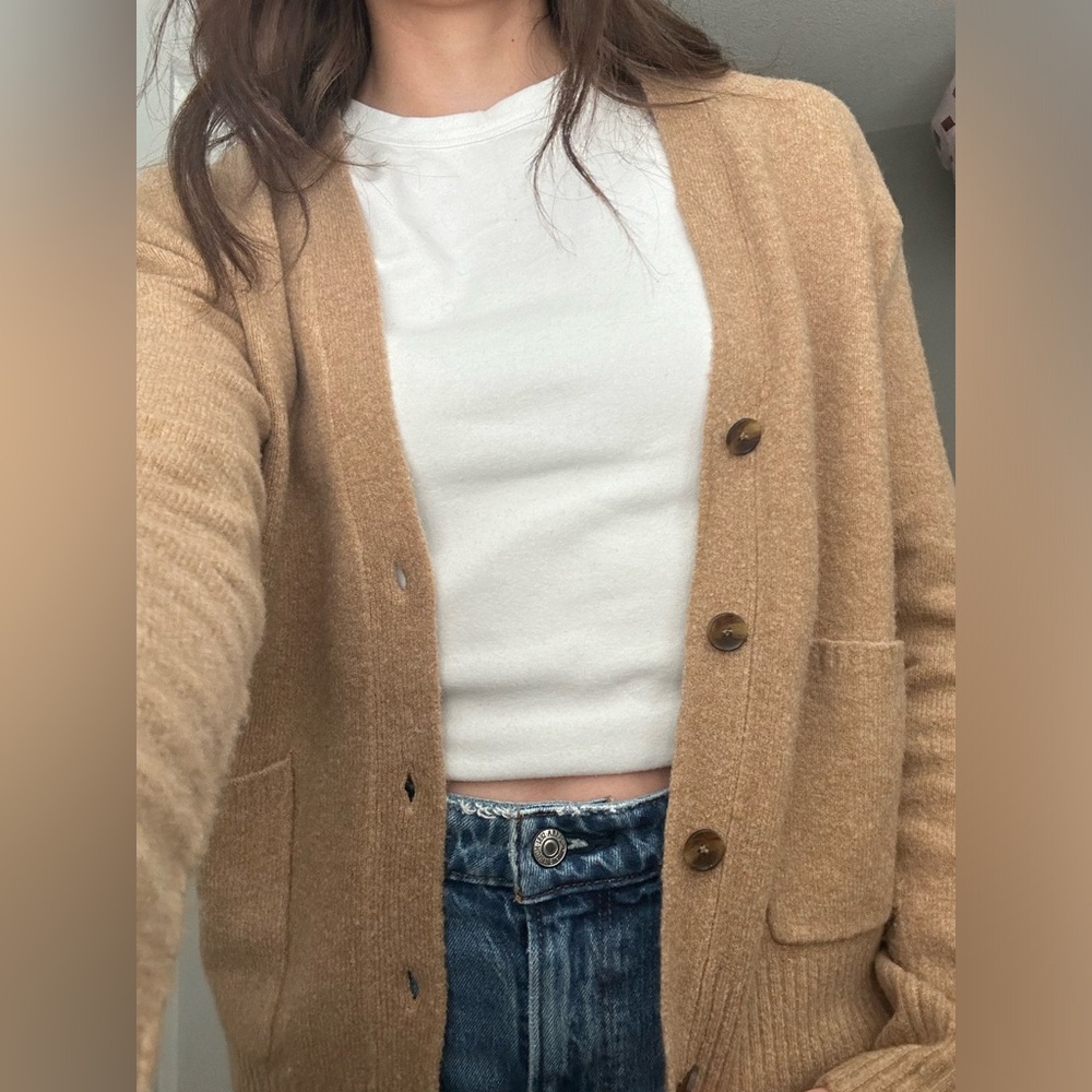 J Crew Women’s So Soft V-Neck Cardigan in Camel Color Size Small